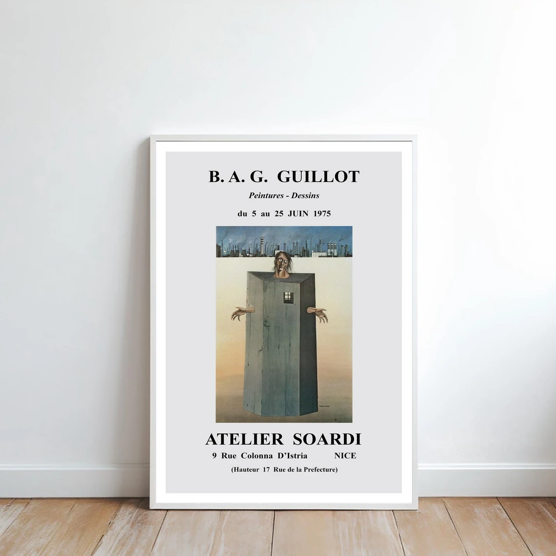 Reimpresión de una exposición francesa vintage de 1975 para trabajos de B.A.G. Póster de Guillot, impresión en lienzo, decoración del hogar, pintura de pared