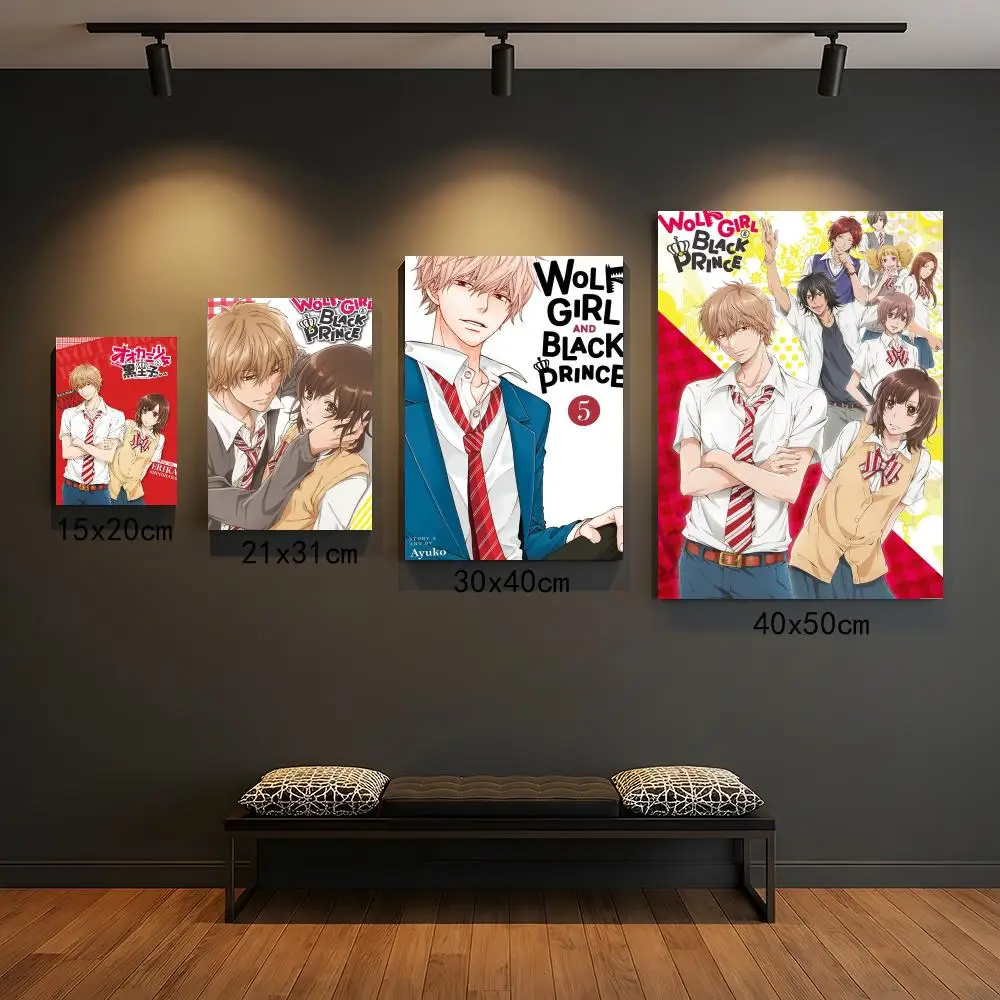 anime W-Wolf Girl and Black Prince-E Painting Calligraphy Elegant Botanical Decor for Living Room Modern Interior Design
