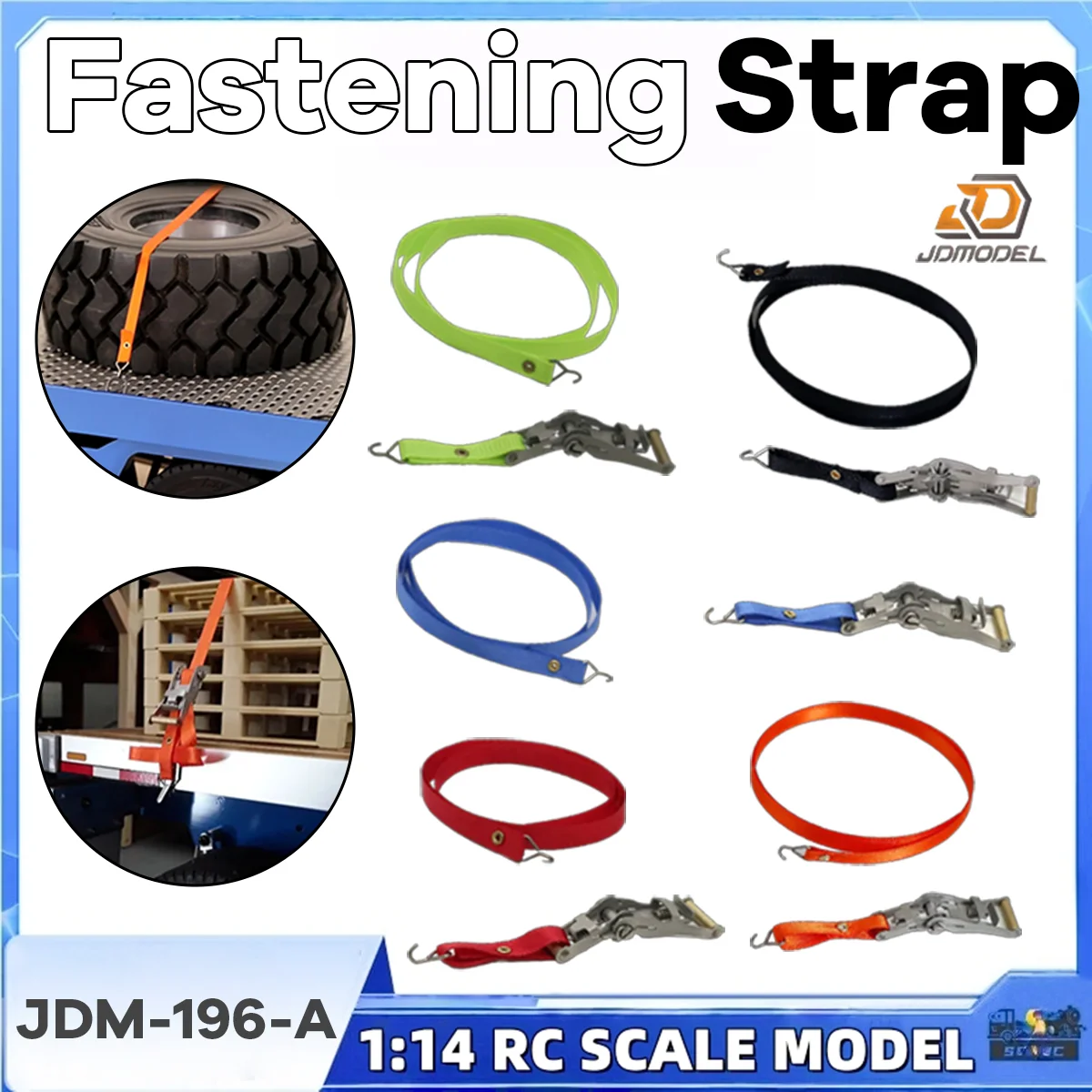 Rope Tightener Fastening Strap Binding Strap Tensioner JDM-196-A Length 39.5CM For 1/14 Tamiyaa RC Truck JDM DIY Toy Model Parts