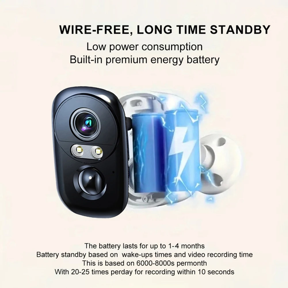 [T28C] 3MP Free Battery Camera Smart Life Security Surveillance Camera Humanoid Motion Detection Long Time Standby Monitor