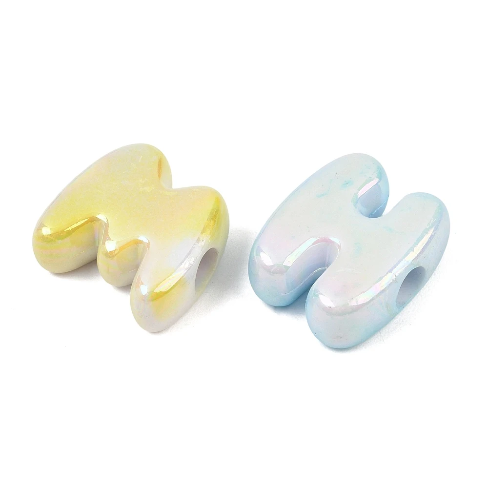 PandaHall 500g Random Mixed AB Plated Opaque Acrylic Letter Beads 21-27x16.5-24.5x9-9.5mm for Custom Name Jewelry Making