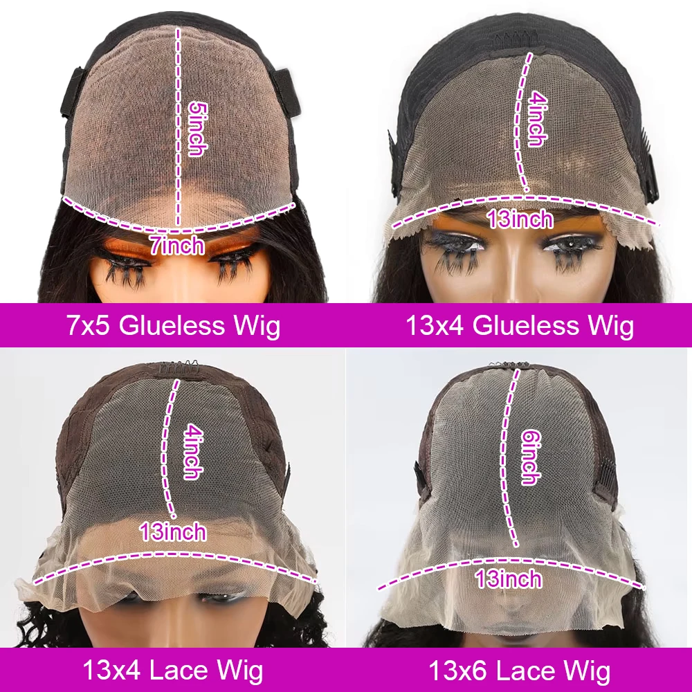 Vorgeschnittene, kein Kleber, Wasserwelle, 13 x 6 Bob-Perücken, lockige 7 x 5 leimlose Perücke, Echthaar, bereit zum Tragen, Spitzen-Frontal-Perücken für Frauen, vorgezupft