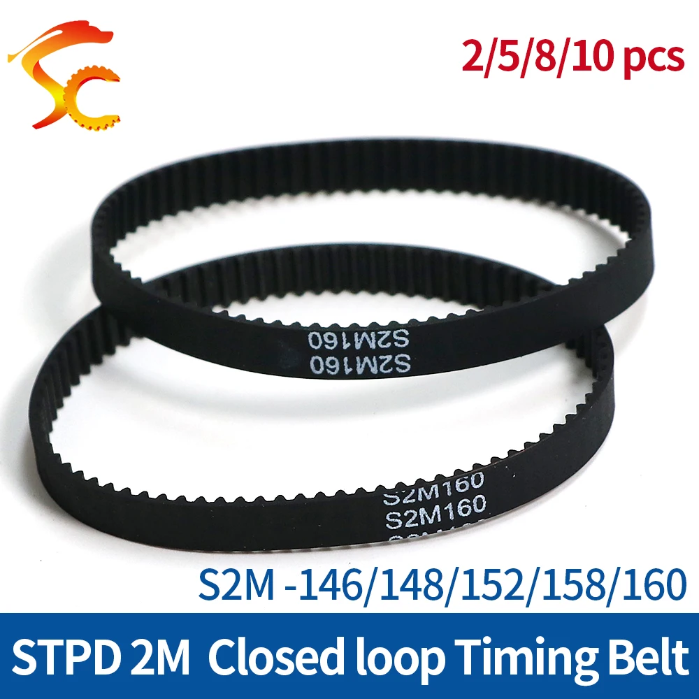 Onetime S2M-Rubber correia síncrona, correia dentada, comprimento do passo, 146mm, 148mm, 152mm, 158mm, 160mm, largura 3 6 9 10mm, STPD 2m