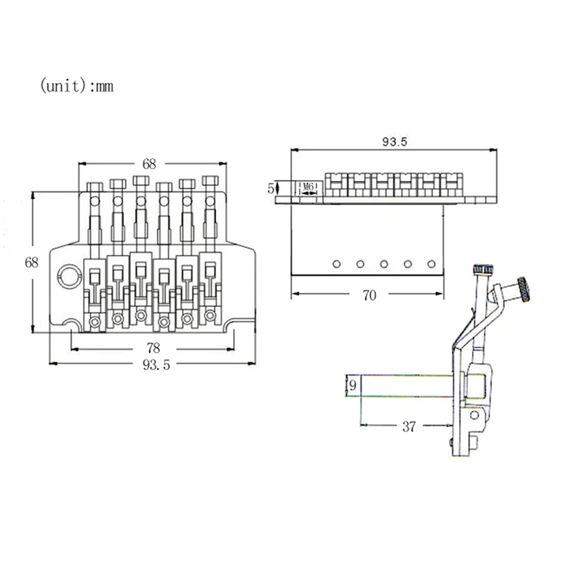 

Chrome Electric Guitar Tremolo Bridge Part Double Locking Systyem/78MM Between The 2 Studs Centers/Strings Through Saddle
