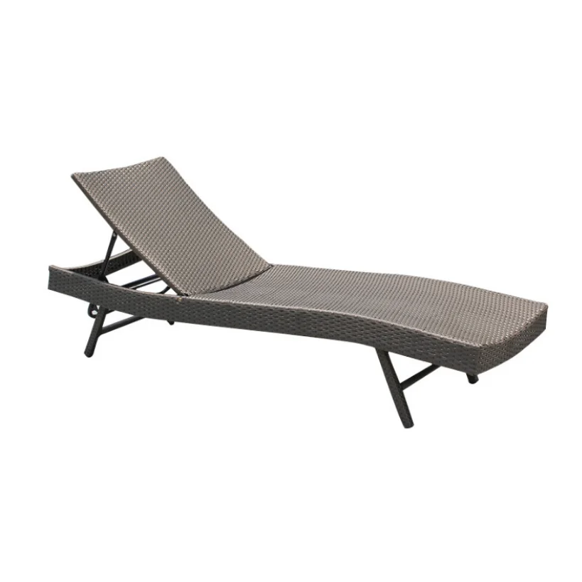 

Outdoor reclining bed balcony Rattan chair Patio lounge chair Villa swimming pool reclining bed folding rattan woven beach chair