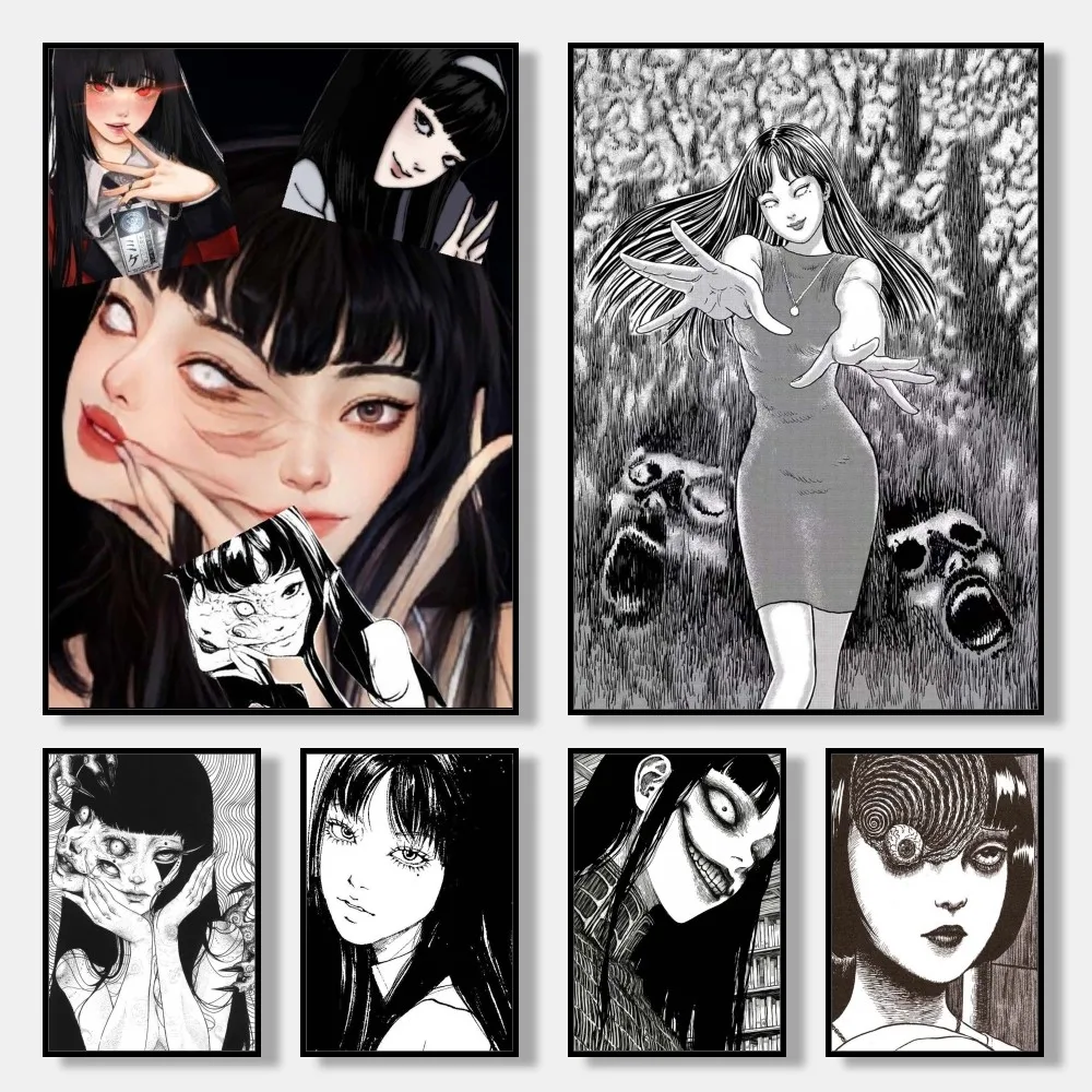 Horror Comic T-Tomie Junji Ito Manga Poster Wall Art Print Poster Decorative Mural Modern Home Decor Birthday Gift Unframed Canv