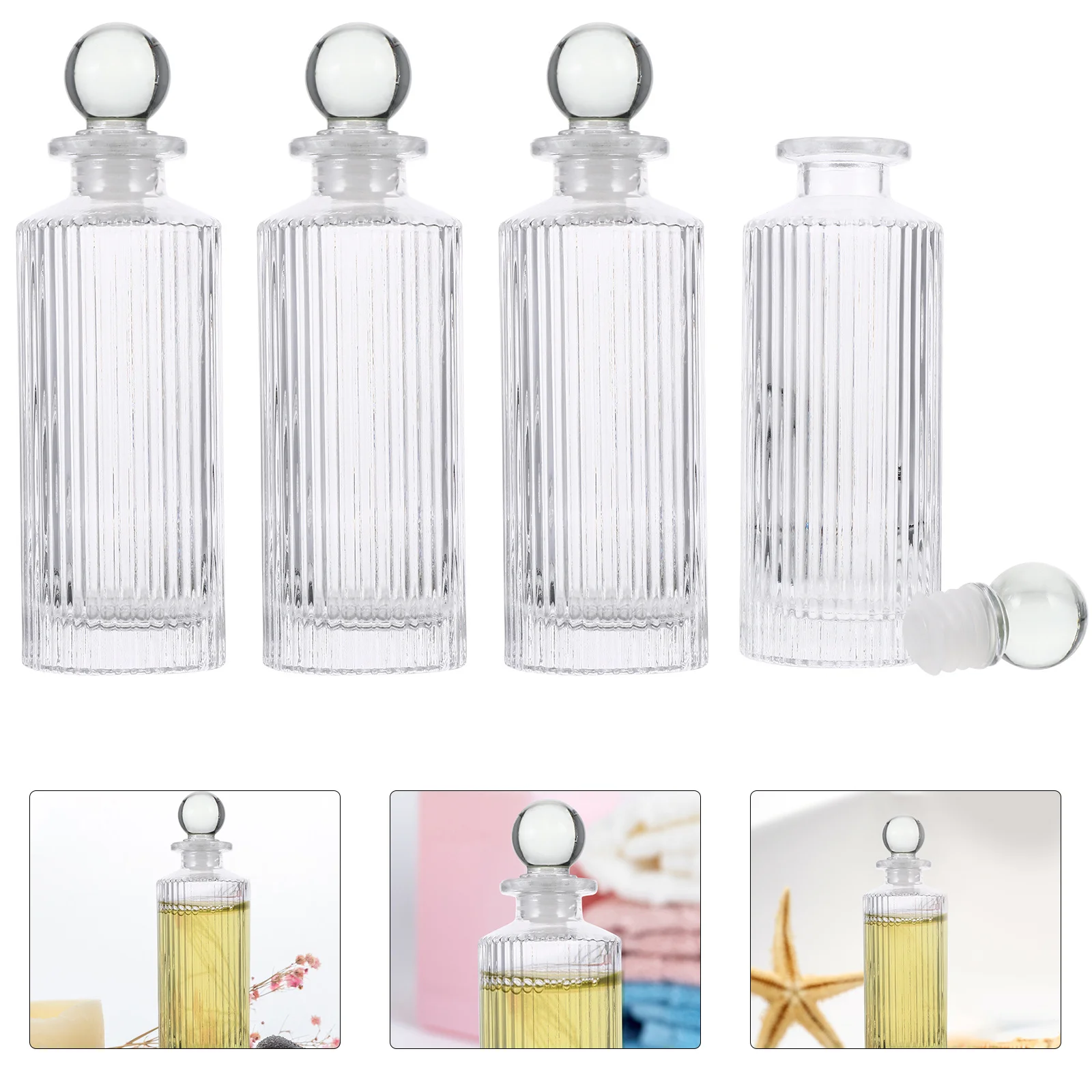 

1Set 150Ml Fragrance Diffuser Glass Container Sturdy Refillable Bottle for Perfume Oil DIY Spa Wedding Party Bathroom Decor Use