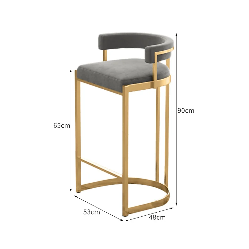 Velvet High Chairs Kitchen Bar Counter Stool Nordic Metal Retro Chair Restaurant Home Furniture Sgabelli Cucina Design Chair