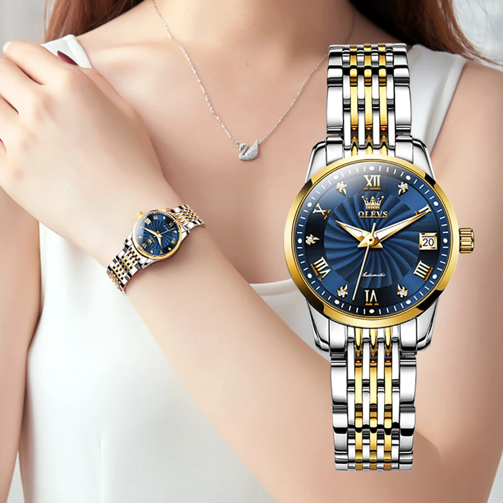 2025 New OLEVS Luxury Ladies Watch Women Waterproof Steel Strap Wrist Watches Top Brand Automatic Mechanical Clocks Relogio