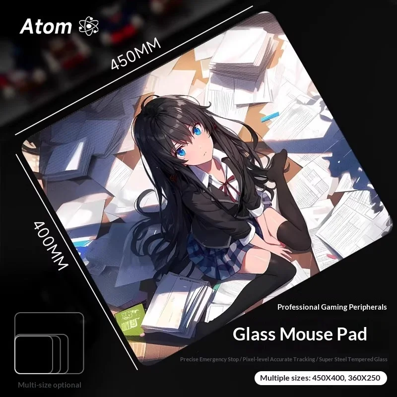 ATOM TRANSFER Glass Mousepad FPS Smooth and Speed Mouse Pad Dirt-resistant and Durable Coated Surface For TTK APEX CSGO PC Gamer