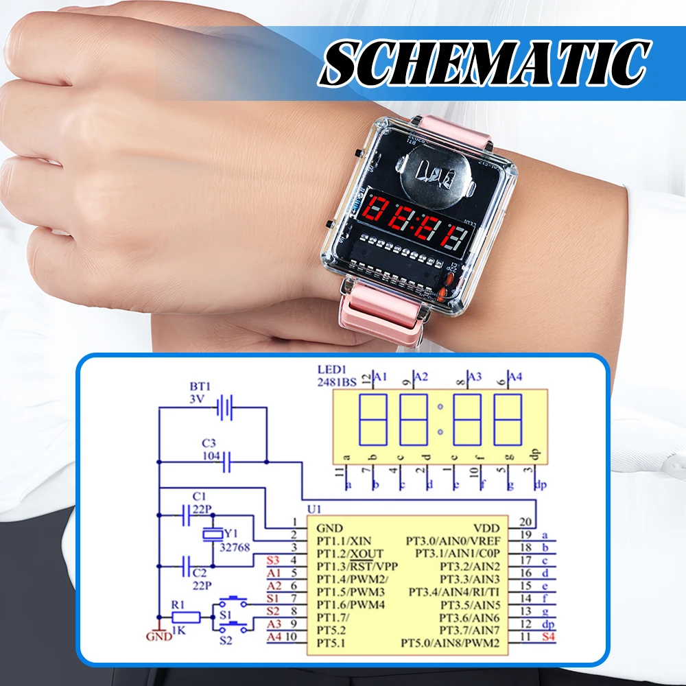 Kit de reloj electrónico DIY, pantalla Digital LED creativa, caja transparente de 3V, práctico Kit electrónico de soldadura DIY