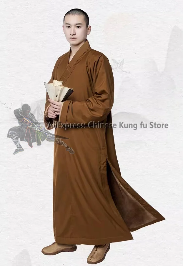 

Gray Cotton Shaolin Kung fu Robe Training Uniform Buddhist Meditation Dress Wushu Martial arts Suit