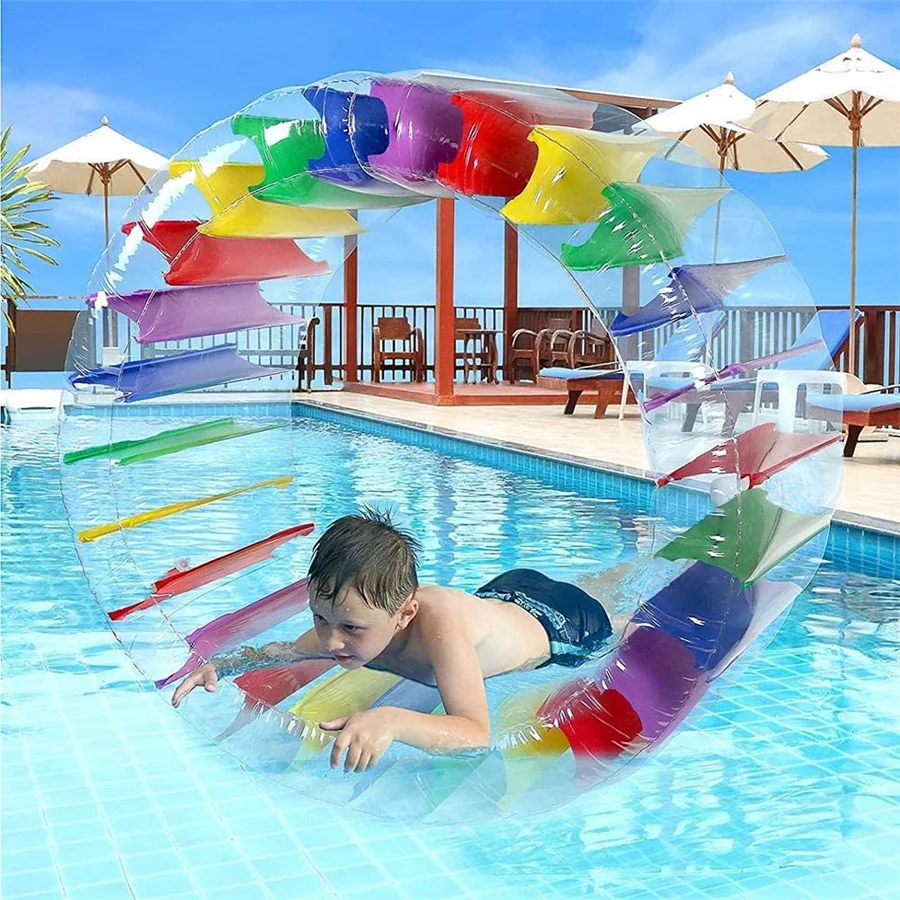 Kinder Farbe Aufblasbare Wasser Rad Roller Float 2022 Riesen Rolling Ball Schwimmen Pool Spielzeug für Jungen und Mädchen Aufblasbare Pool