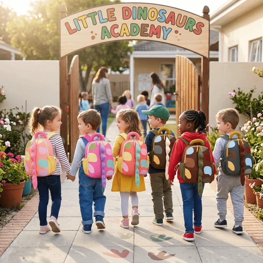 Oxford Cloth Backpack Cartoon Design Dinosaur Tail Mini Rucksack Lightweight Water Repellent Toddler School Bag Daily Outings