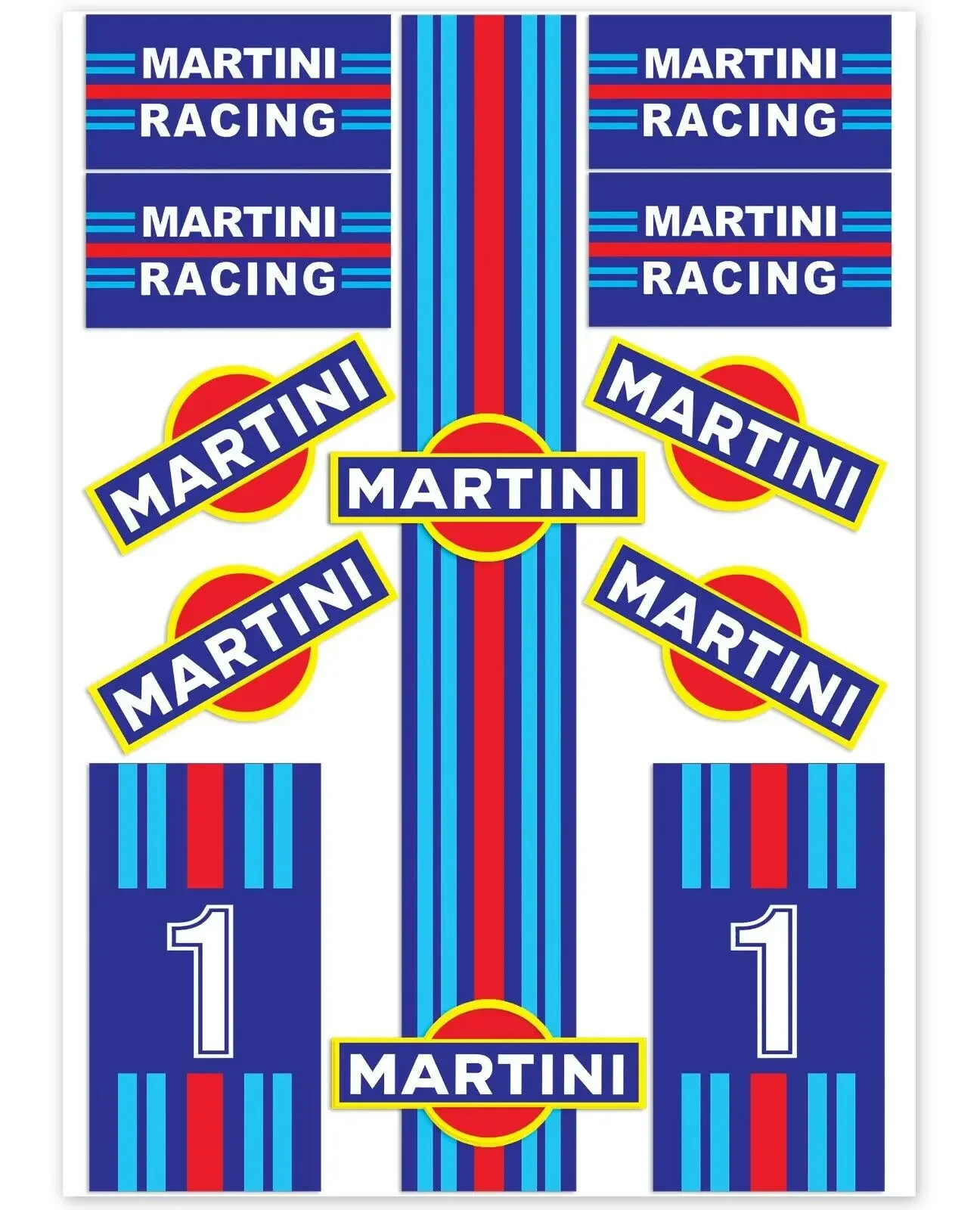 For 1Set Set of 11 Sticker Martini Racing Team Logo Emblem Car Helmet