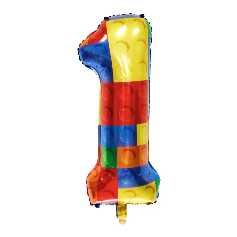 32 Inch Building Block Number Balloons Block Latex Balloons for Colorful Blocks Theme Birthday Party Baby Shower Decorations