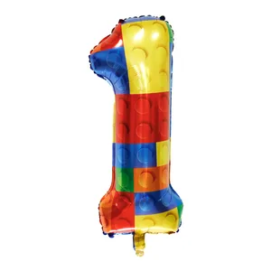 32 pulgadas Número de bloques de construcción Bloque de látex globos para bloques coloridos Decoraciones de baby shower de fiesta de cumpleaños. 12 mejores decoraciones de cumpleaños de LEGO de ventas - №1