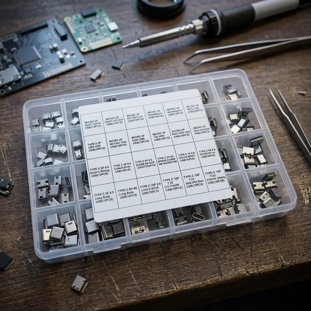 Receptacle Kit 240 Pieces 24 Variants USB For Connectors for Electronic Prototyping and Component Replacement