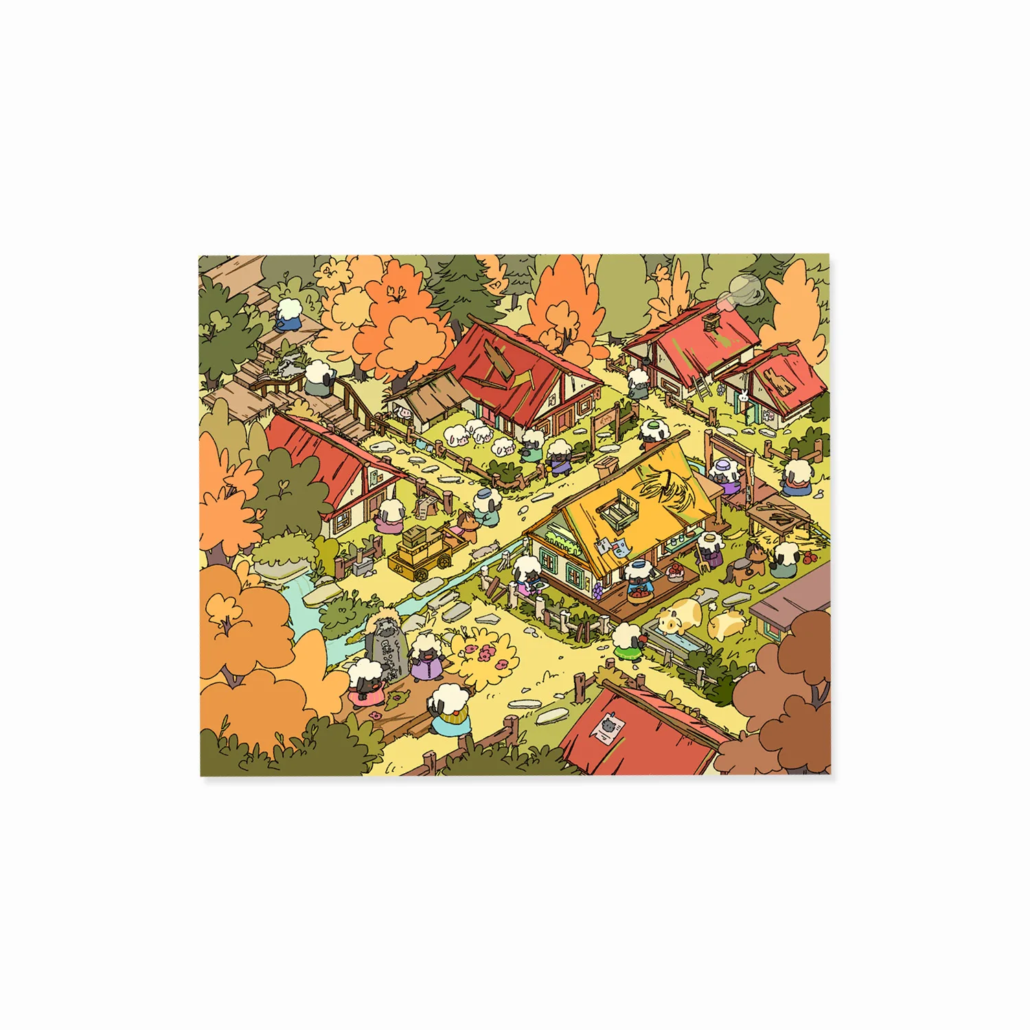 

Black Bag 4.0 "Autumn Goat Village" Healing Miniature Scene StickersDIY Background Decor Stickers, Great for Patience Training