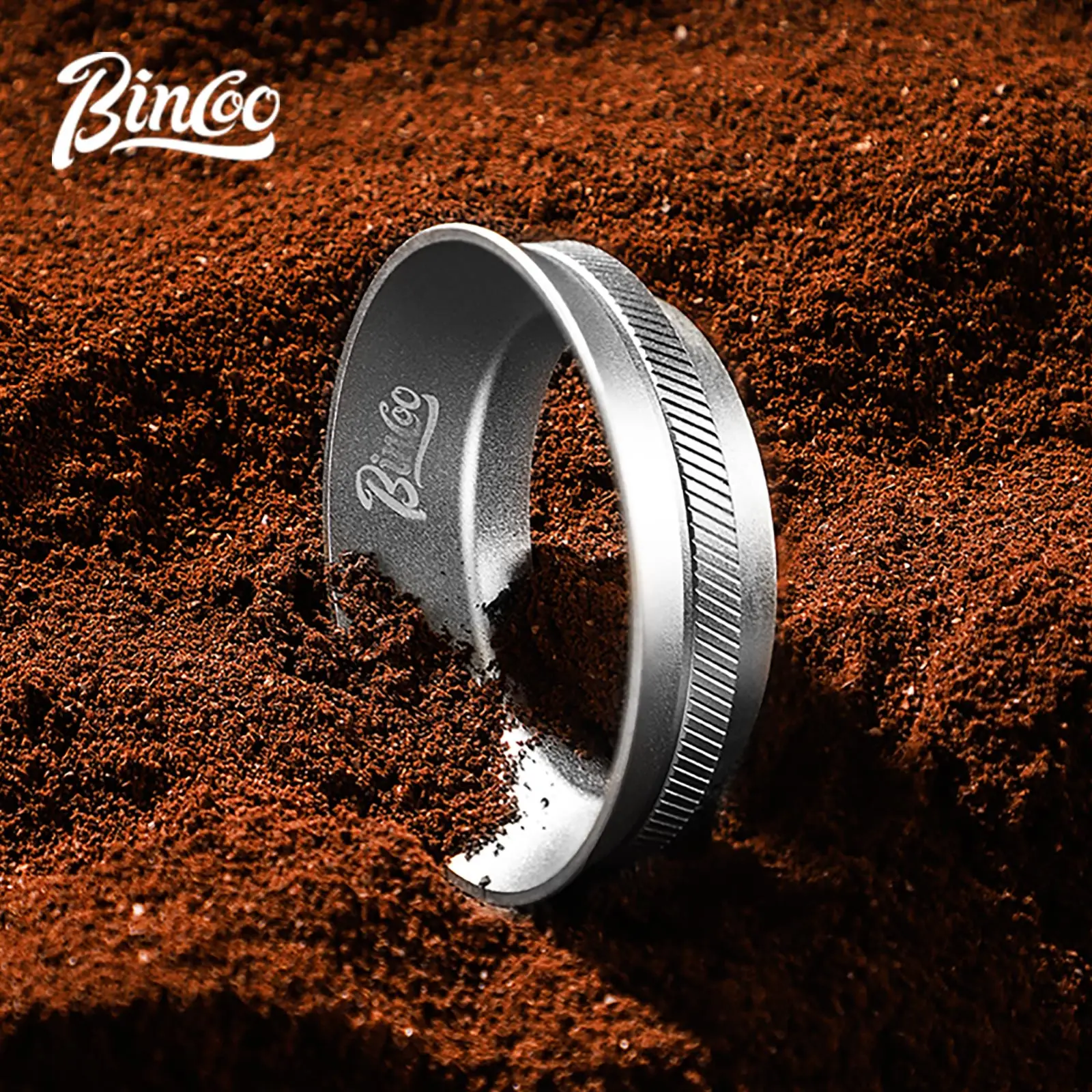 Bincoo Magnetic Portafilter Dosing Ring Aluminum Alloy Anti-Fly Powder Adapter for Espresso Grinder Options Durable Rustproof