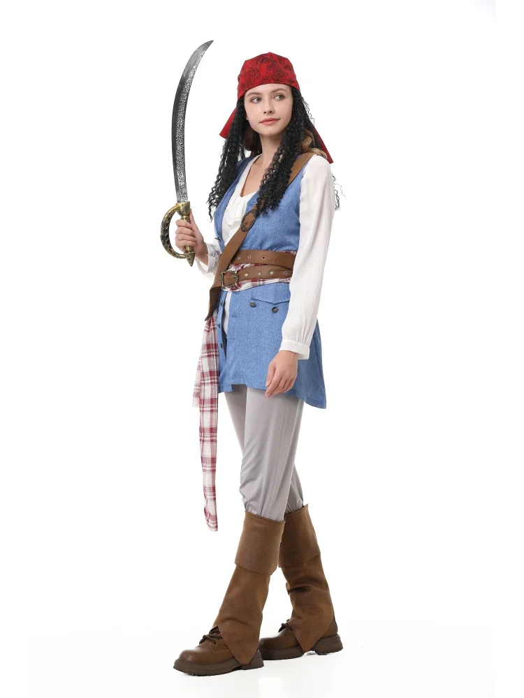 Unisex Retro Piraten-Cosplay-Outfit Blaue Weste Halloween Karneval Familien-Paar Kostüm Bühnenkostüm 2026 – Detail 21