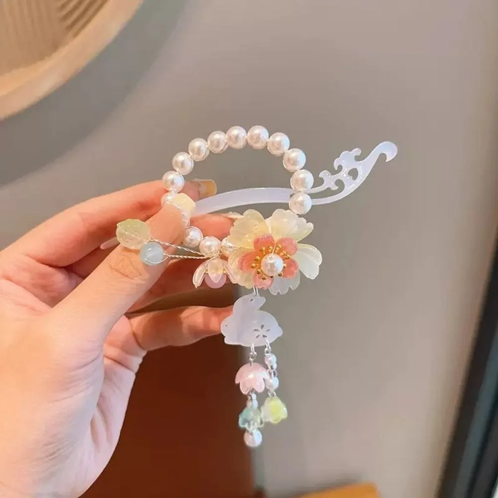 Chinese Jewelry Vintage Hanfu Headwear Cute Traditional Forehead Chain Dainty Beaded Tassel Hairpins Girls