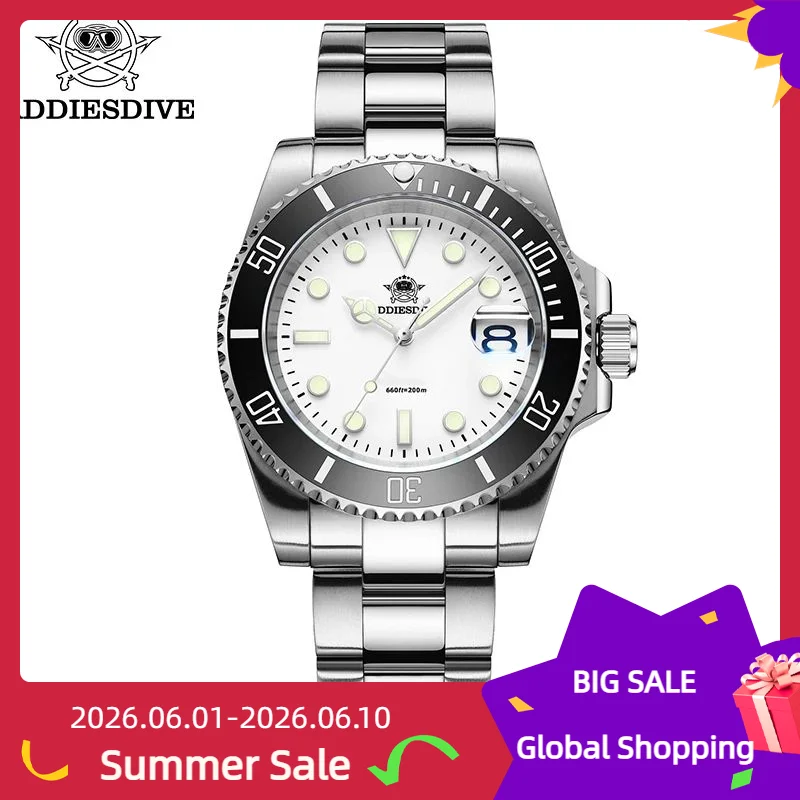 

ADDIESDIVE High Quality Luxury Men Quartz Watch 20Bar BGW9 Super Luminous relógio masculino 316L Stainless Steel Dive WristWatch