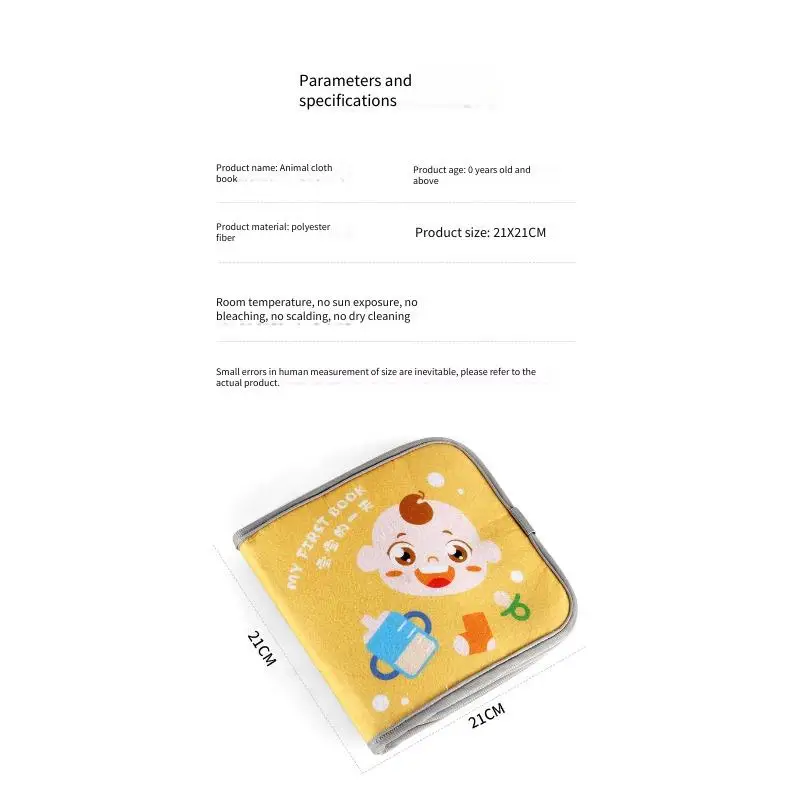 Livro de pano para bebês, educação precoce, resistente a rasgos, seguro com gancho 3d, brinquedo cognitivo montessori, livro sensorial lavável