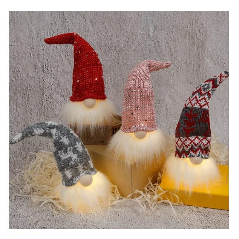 Christmas Home Party Decor Night Light Forest Old Man with Light Gnome Doll Pendant Luminous Christmas Tree Pendant Accessories