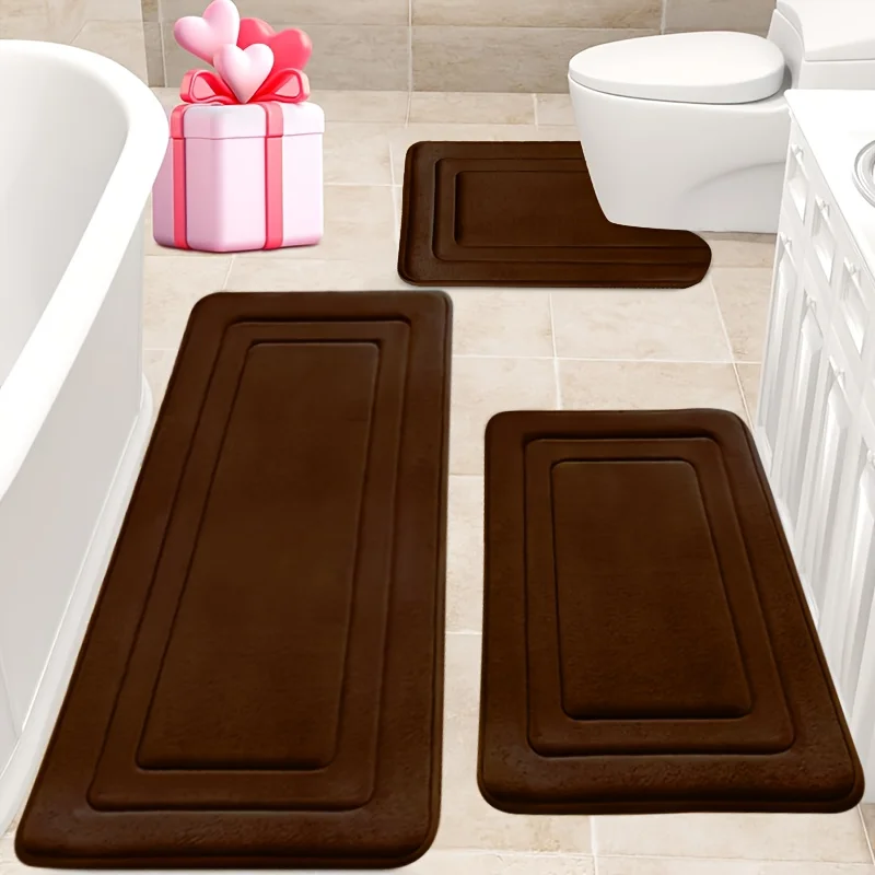 

3PCS Bath Mat Set, Super Absorbent & Non-Slip. U-Shaped Toilet Design, Perfect for Bathroom & Indoor Use. Ideal Gift!