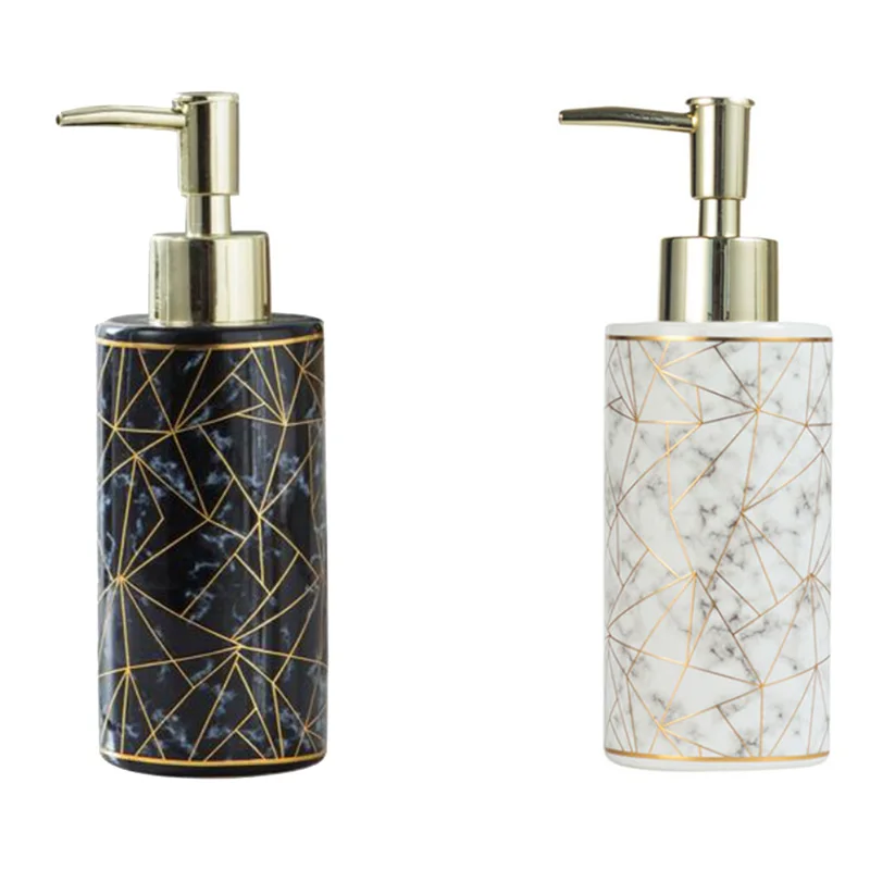 300Ml Stylish Hotel Bathroom Marble Ceramic Lotion Shampoo Liquid Soap Dispenser Pump Storage Bottle