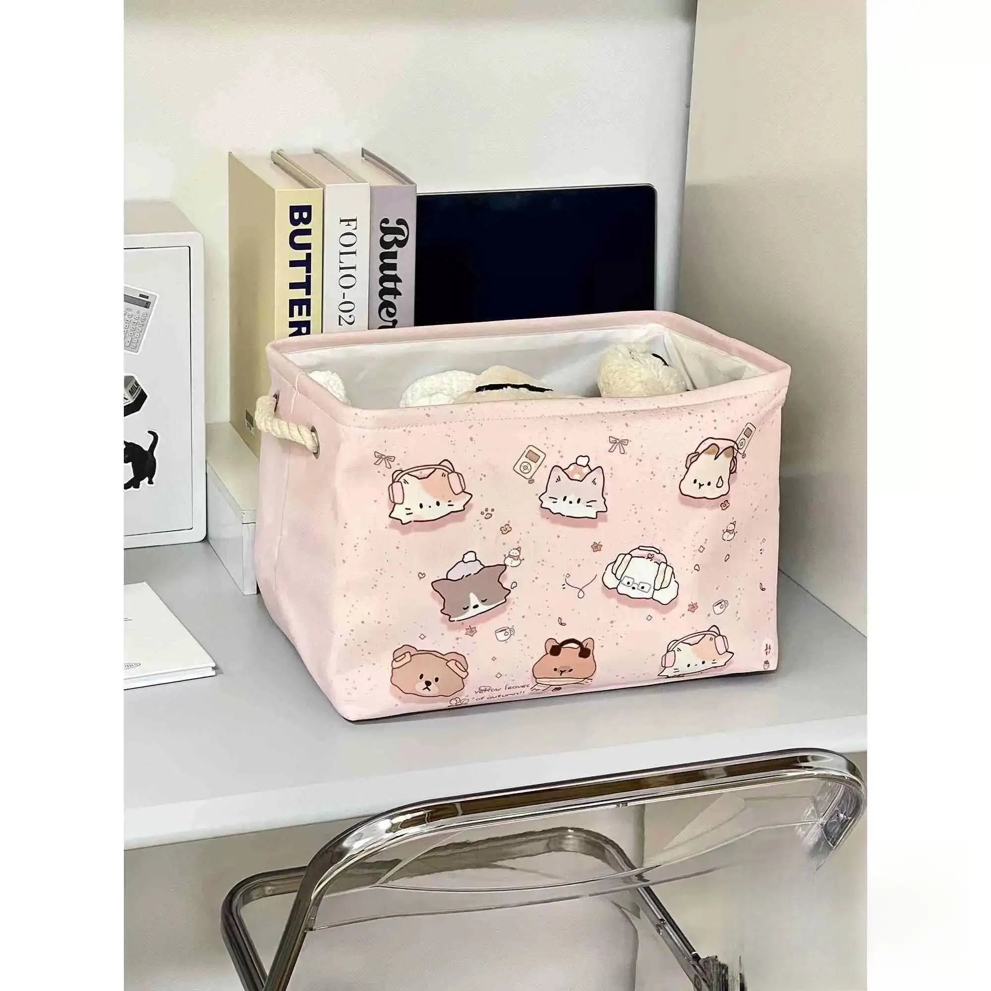 Portable Low Profile Stackable Cloth Dirty Laundry Basket Cute Home Use Dirty Clothes Storage Basket Dormitory High Aesthetic...