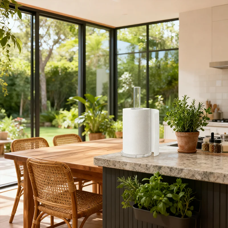 

Transparent Tissue Paper Holder Bathroom Towel Stand Countertop Acrylic Vertical Storage Stand For Kitchen Organization