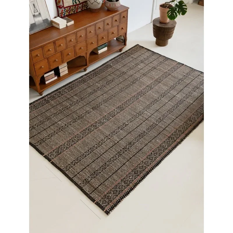 Glue-free jute carpet imported hand-woven living room coffee table blanket retro and advanced sense