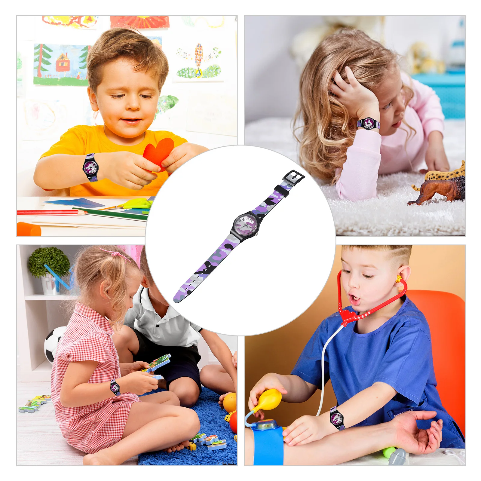 

1Pcs Cartoon Style Kids Watch Comfortable PVC Band Durable Wristwatch for School Travel Learning Time Children Watch