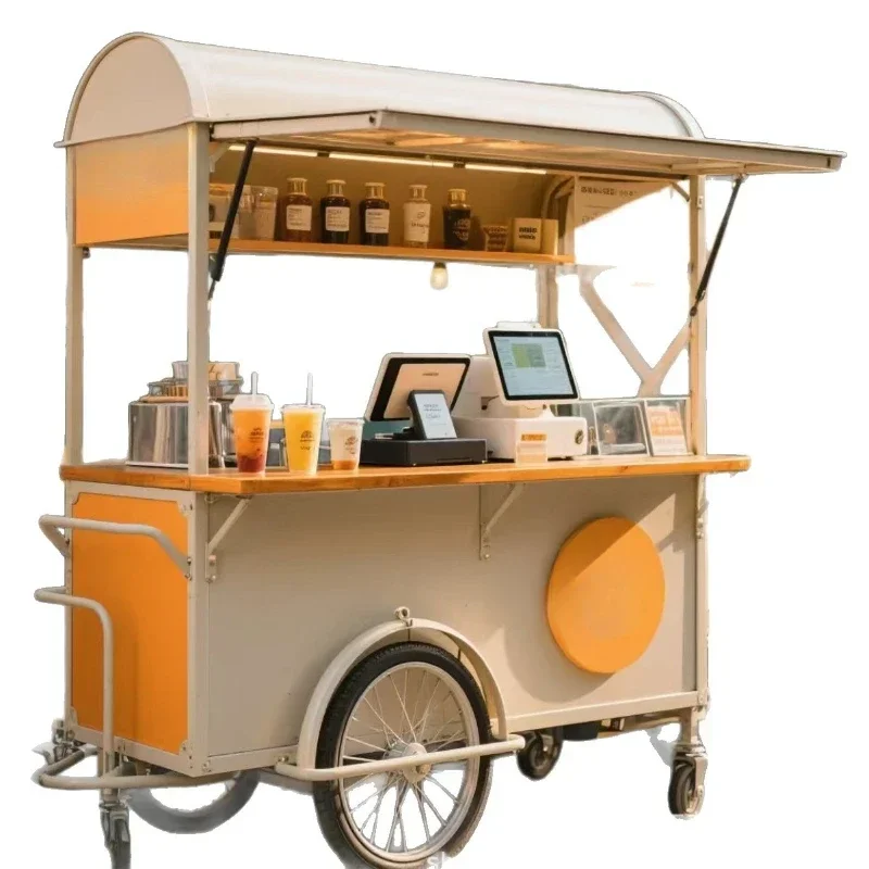 

2025 new shopping mall mobile stall stall trolley popular cake coffee cart gourmet dessert float
