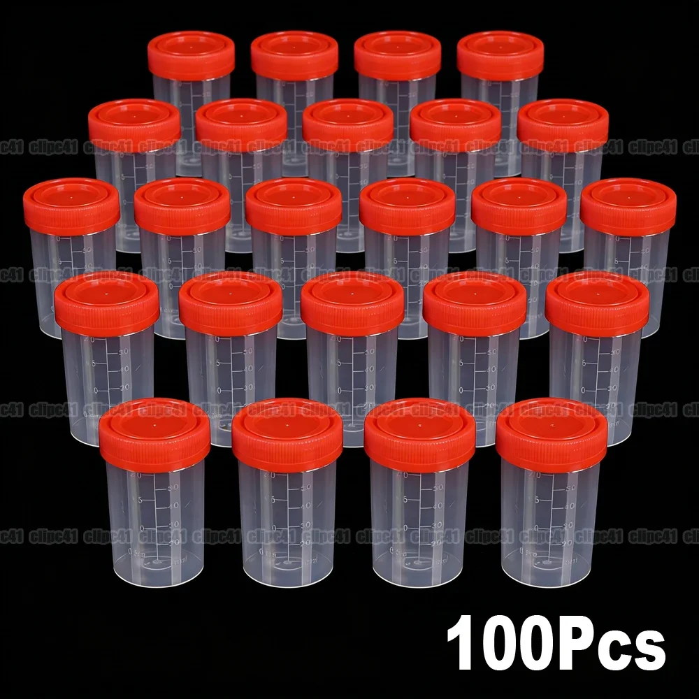 100Pcs 60mL For Medical Use Hospital Urine Collection Sample Cup Specimen Bottle Physical Test Plastic Cup Container