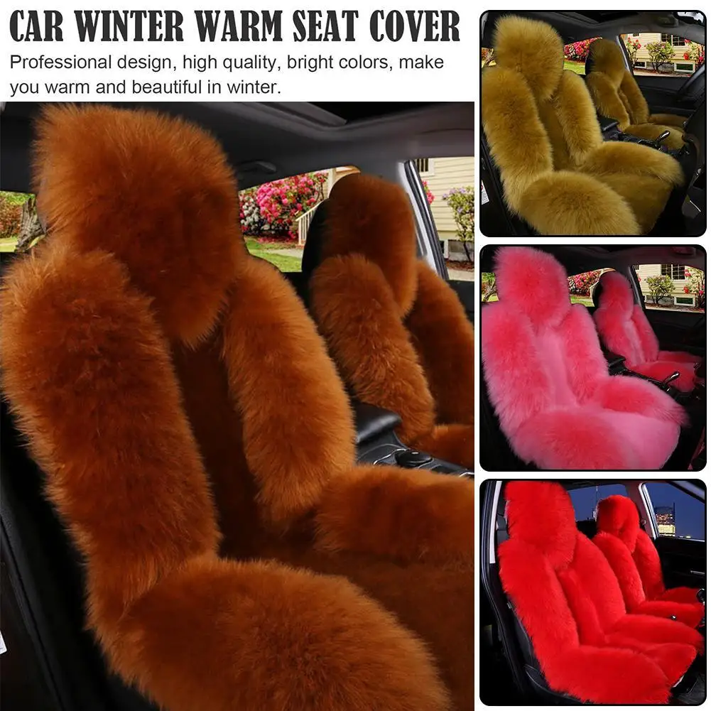 

2024 Car Seat Cushion Winter Wool Car Seat Cover Fur Pulvinis Warm Front Seat Cover Universal Car Interior Accessories