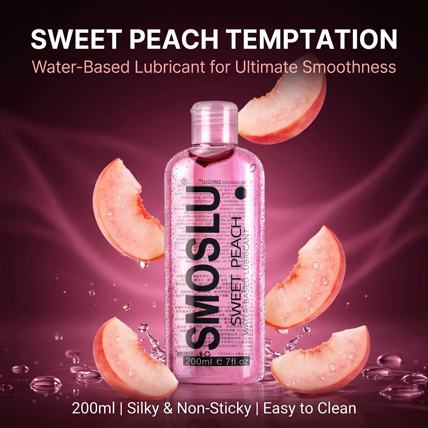 200ml  Peach Lubricant For Men Women Lube Water Based Intimate Gel Soft Touch Non-Greasy Easy Clean Personal Care