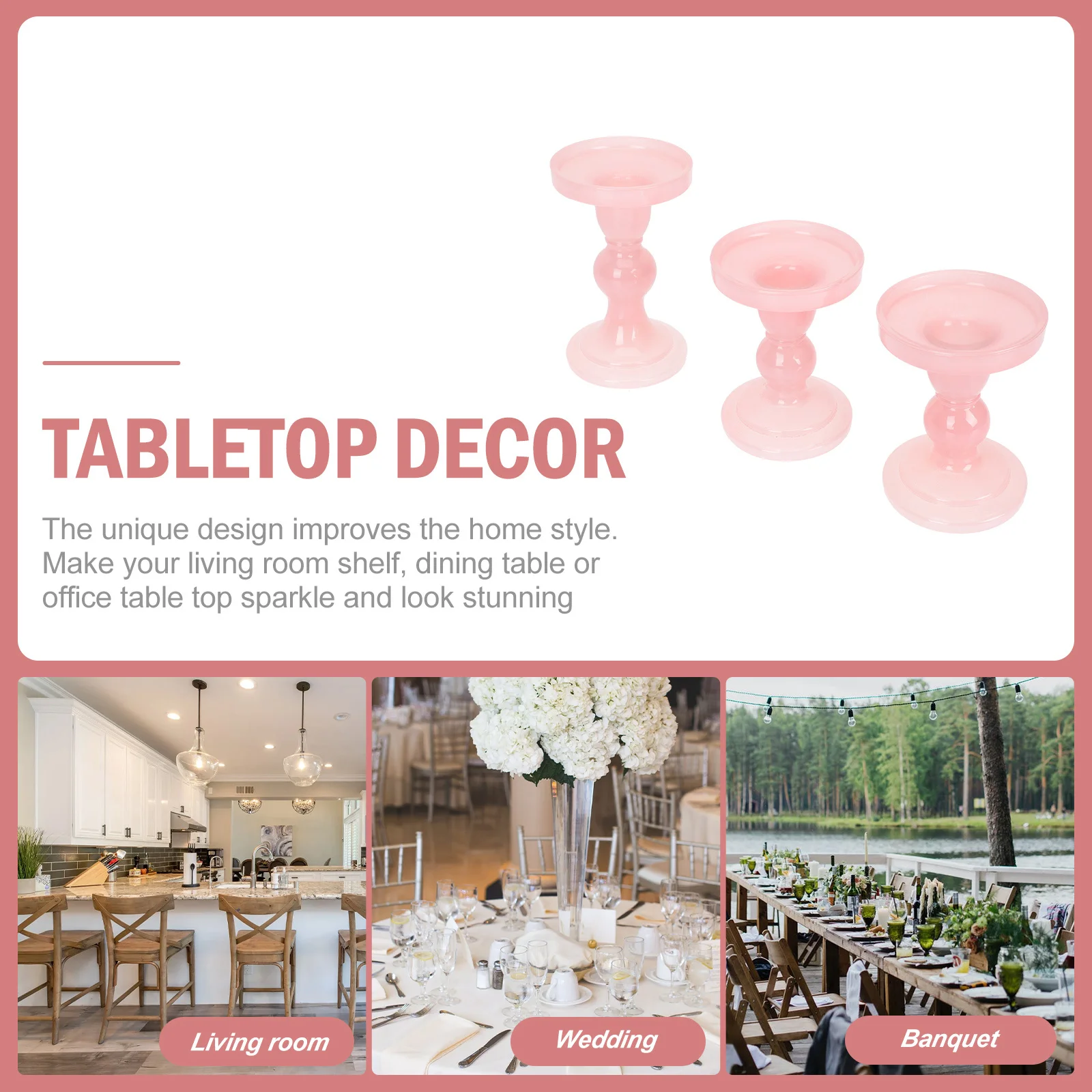 

3Pcs Glass Holders Modern Design High Stand Sticks Tabletop Ornament Living Room Dining Room Tabletop Decor