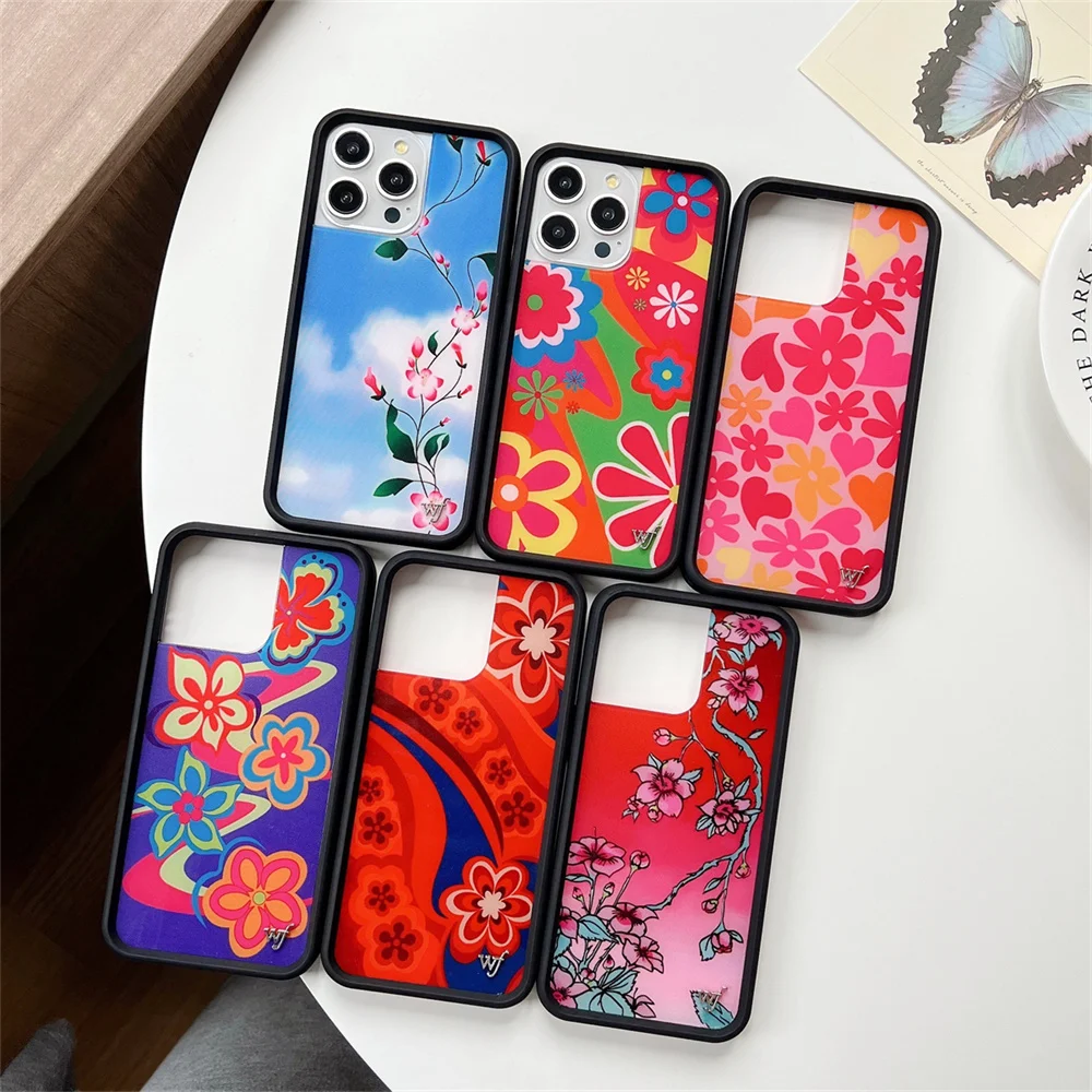 Wildflower 3D Big Red Flower Art Aesthetics phone Case for iPhone 15 14 13 12 Pro Max 14pro 15pro WF Metal sign Cartoon Cover