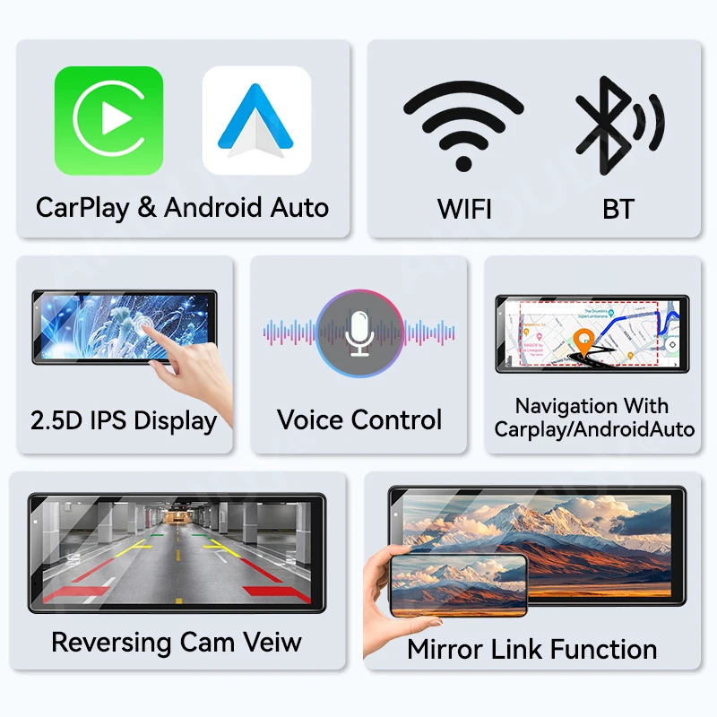 AHOUDY 9 "راديو السيارة مشغل فيديو الوسائط المتعددة المحمولة اللاسلكية Carplay أندرويد السيارات لتحديد المواقع والملاحة شاشة لمس عالمية BT IPS