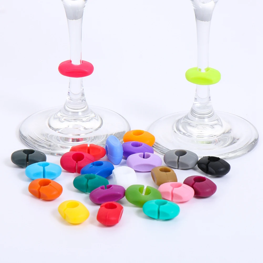 100Pcs Colors Wine Glass Markers Drink Glass Charms Tags Identification Cup Labels Signs for Party Bar