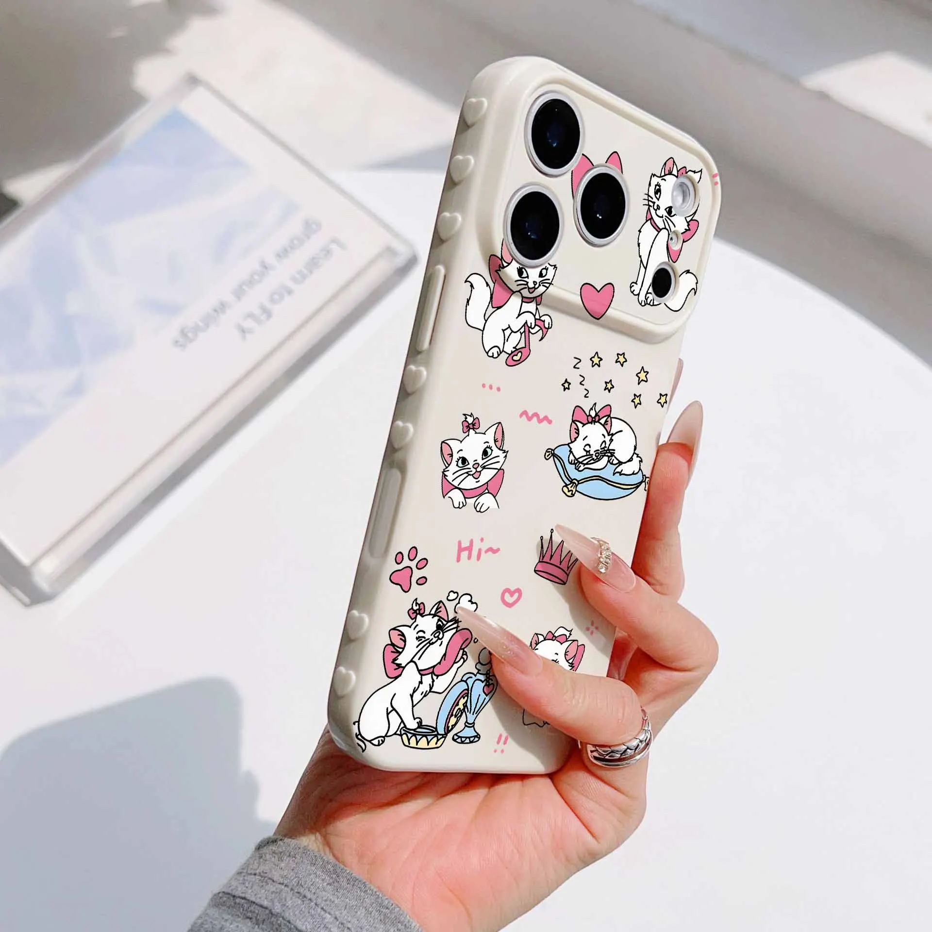 Cute Mary Cat For Apple iPhone 17 16 15 14 13 12 Mini 11 Pro Max Bubble Heart Cover Funda Silicone Soft Capa Phone Case view 5