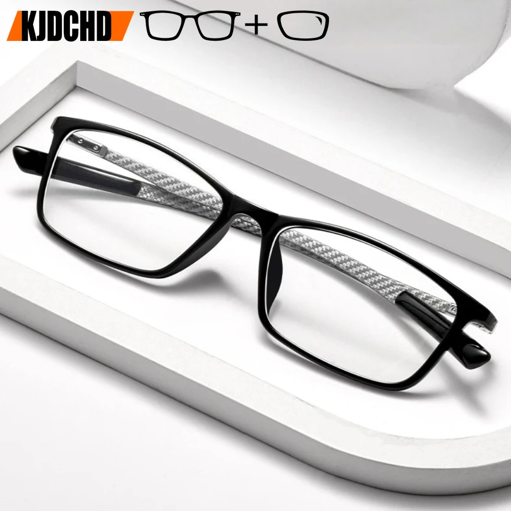 

KJDCHD Retro Prescription Glasses Men Square Anti Blue Light Photochromic Progressive Eyewear Optical Myopia Eyeglasses
