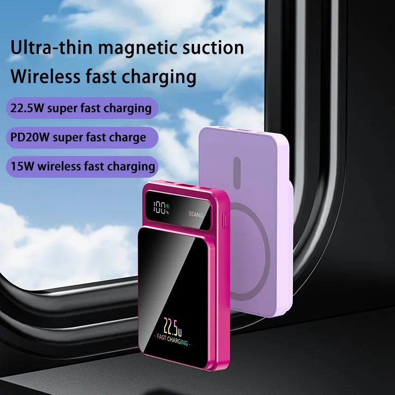 Lenovo 50000mAh Magnetic Wireless Power Bank Portable External Battery Fast Charging PowerBank For iPhone Samsung Huawei