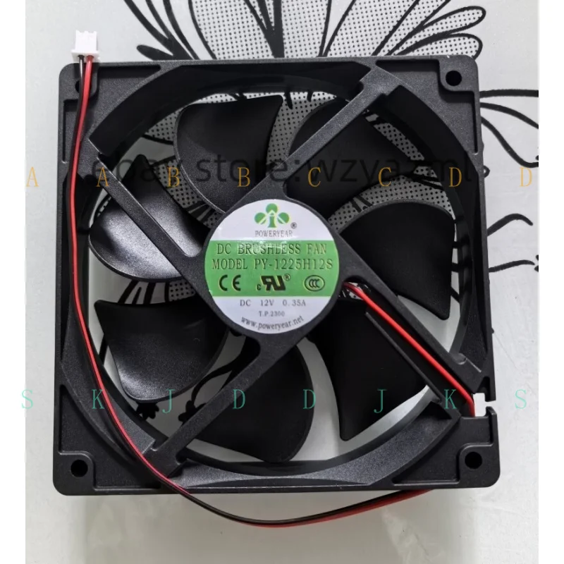 M  for 1 pcs POWERYEAR PY-1225H12S DC12V 0.35A 12CM 120*120*25MM 2Pin Cooling Fan