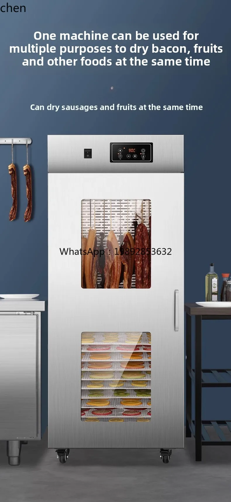 Rotary Sausage Bacon Chicken Duck Fish Dryer Food Household Commercial Air Drying Chassis