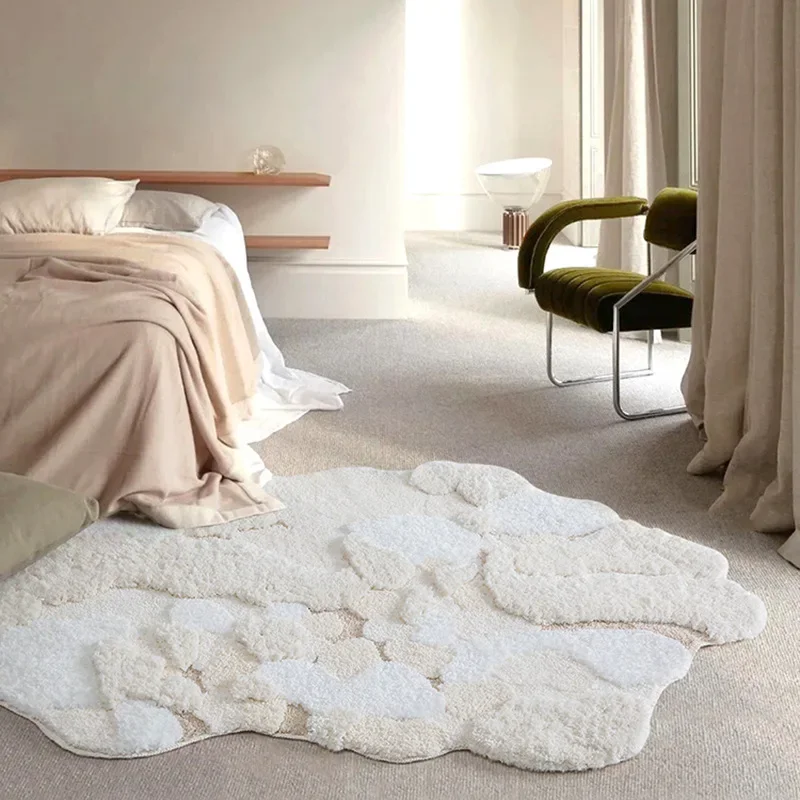 Soft Premium Cream Carpet For Bedroom Irregular Home Decoration Rugs Living Room Nordic Design Sofa Coffee Table Floor Mat Study