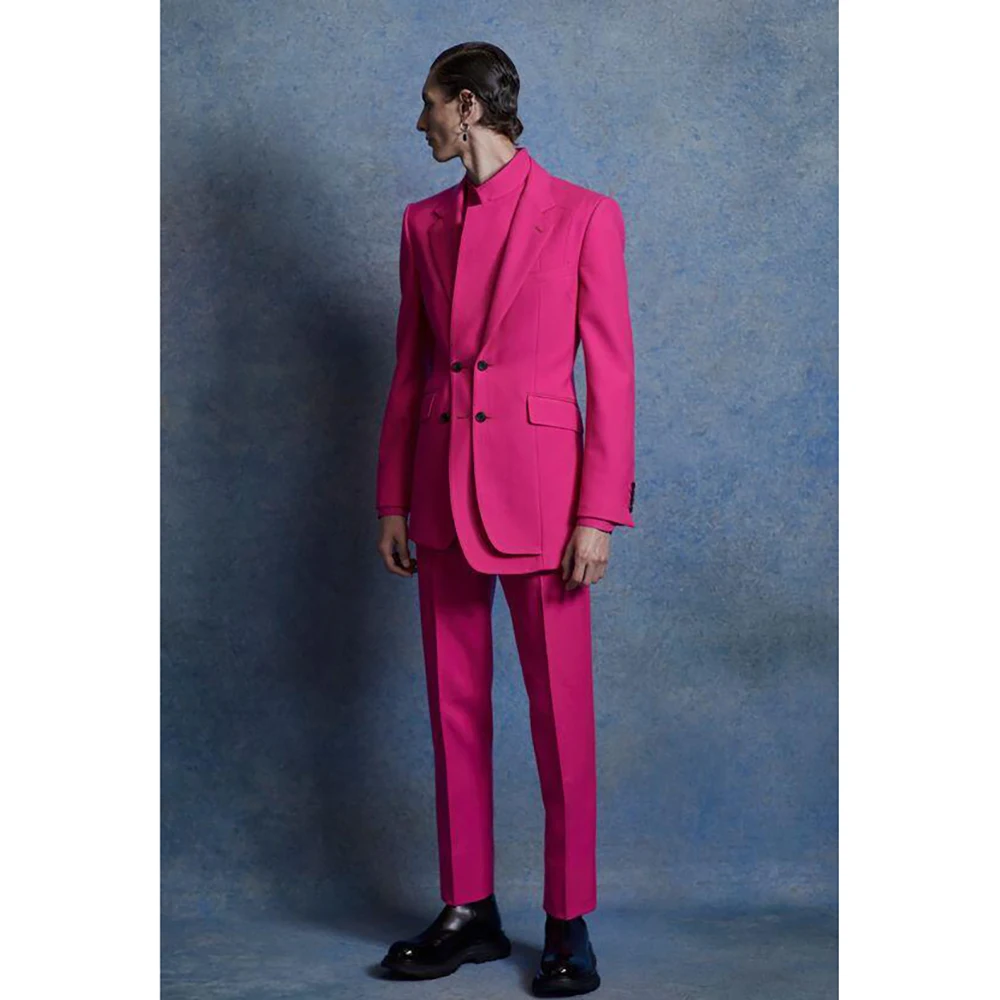 

New Pink Double Breasted Men's Suit Two-pieces(Jacket+Pants) Chic Fashion Casual Party Prom Wedding Set